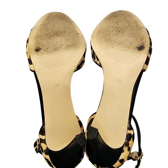 Coach Women's Shoes, Cheetah Print Leather Cow Fur Strappy Peep Toe Heels, Sz 8 - Picture 12 of 12